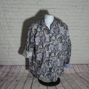 Tasso Elba Mens Paisley Button Up Shirt XL